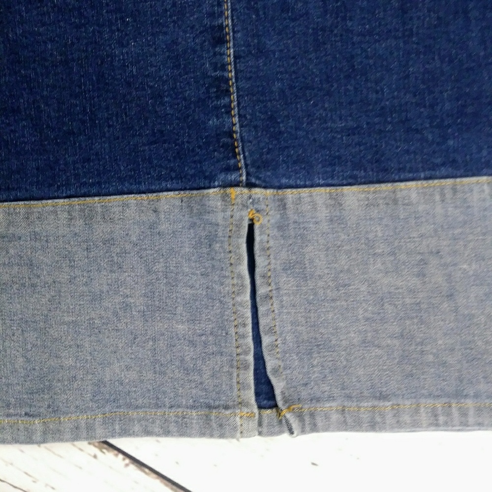 Vintage Two Tone Stretch Denim Pencil Skirt - Picture 5 of 11